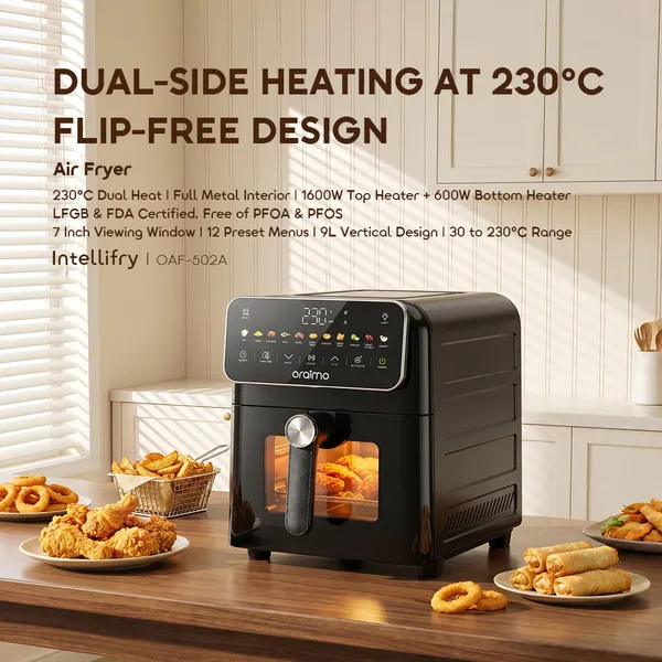ORAIMO INTELLIFRY 9L 230°C DUAL SIDE FLIP FREE AIR FRYER for sale in Nairobi | Soko Ads