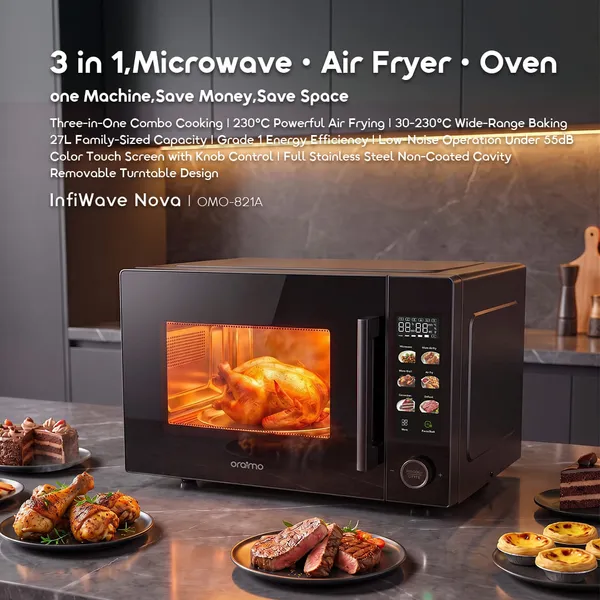 ORAIMO INFIWAVE NOVA 3-IN-1 MICROWAVE AIR FRYER OVEN – 27L LARGE CAPACITY, 230°C & TOUCH CONTROL for sale in Nairobi | Soko Ads