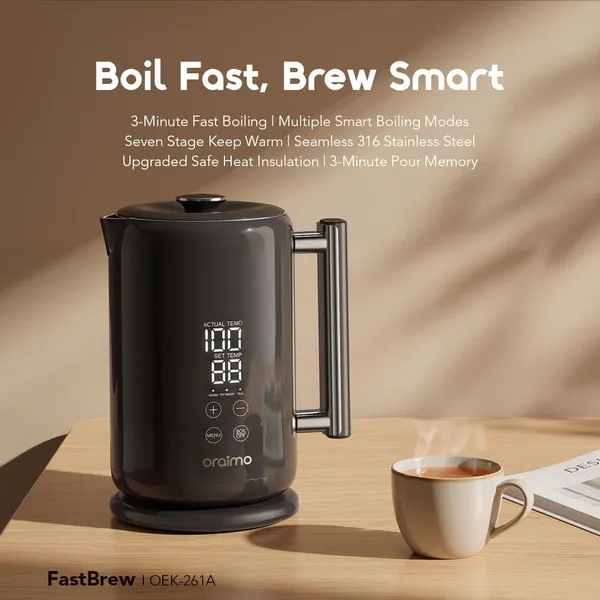 ORAIMO FASTBREW FAST SMART 1.7L 316 STAINLESS STEEL ELECTRIC KETTLE for sale in Nairobi | Soko Ads