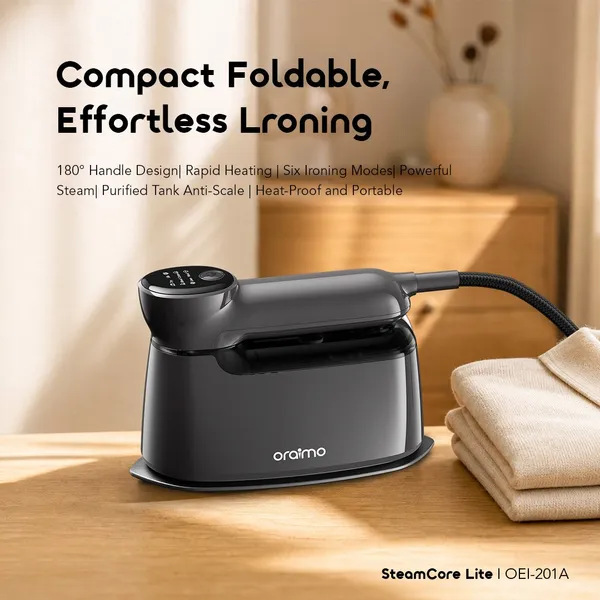 ORAIMO STEAMCORE LITE PORTABLE STEAM IRON WITH 180° ROTATING HANDLE | 6 MODES, 130ML TANK, STEAM & DRY  for sale in Nairobi | Soko Ads