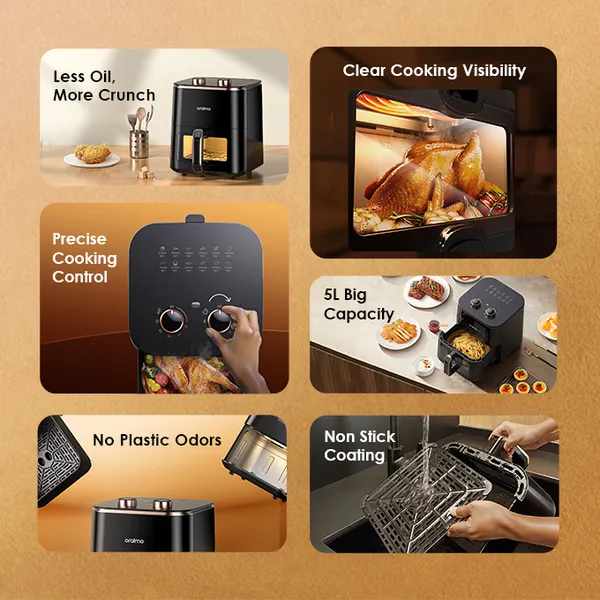 ORAIMO SMARTAIRFRYER 5L 1500W COOKING VISIBLE SMART AIR FRYER  for sale in Nairobi | Soko Ads
