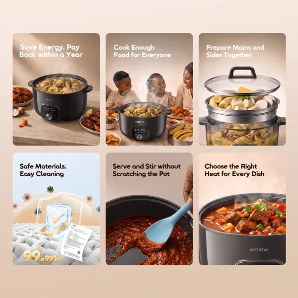 ORAIMO MULTIPOT S1 LITE 6L ENERGY EFFICIENCY ELECTRIC COOKING POT WITH STEAMER  for sale in Nairobi | Soko Ads