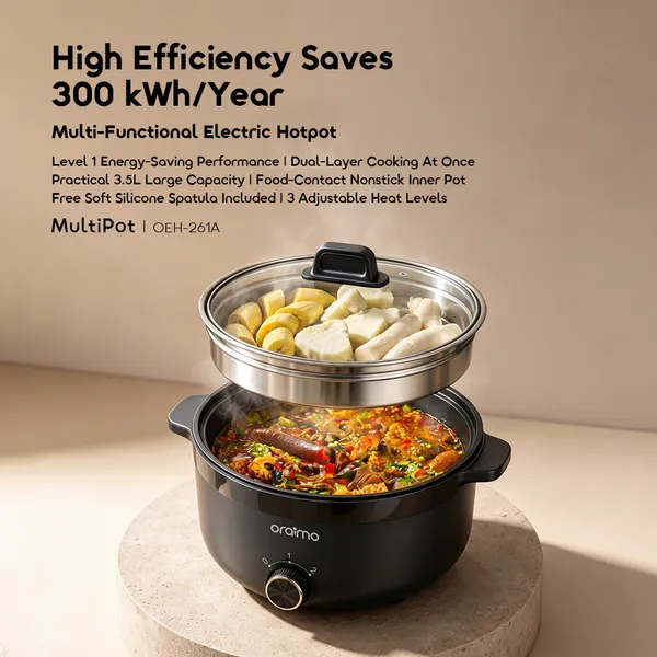 ORAIMO MULTIPOT 3L ENERGY-SAVING ELECTRIC POT WITH STEAMER  for sale in Nairobi | Soko Ads